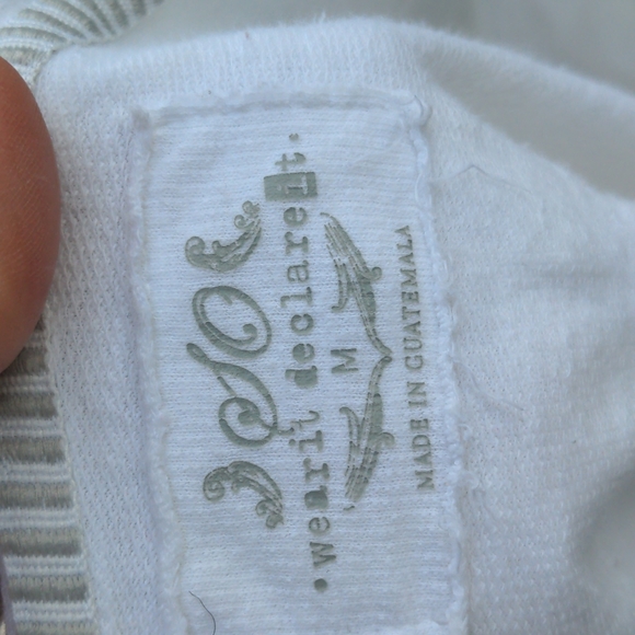 SO Wear It Declare It White Cotton V-Neck Long Sleeve Hoodie - Picture 9 of 10